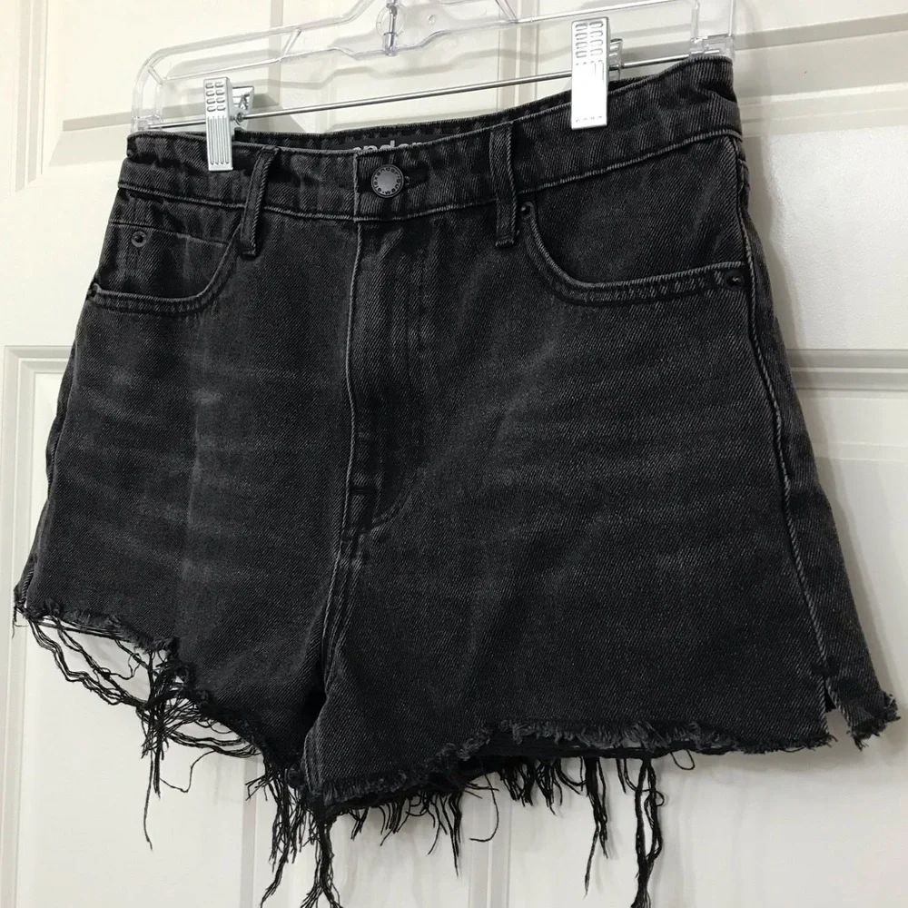 New Alexander Wang Bite High Rise Denim Shorts Rigid Black Jean Cut Off 28 - Picture 5 of 13
